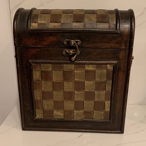 Vintage Style Brown and Gold Wooden Decorative Box with latch